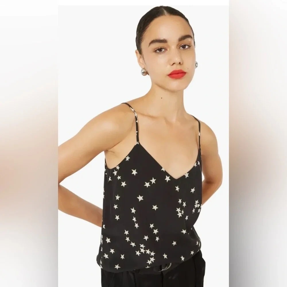 Equipment Femme x Kate Moss Top Small "Layla" Star Print Silk Tank Top Blouse